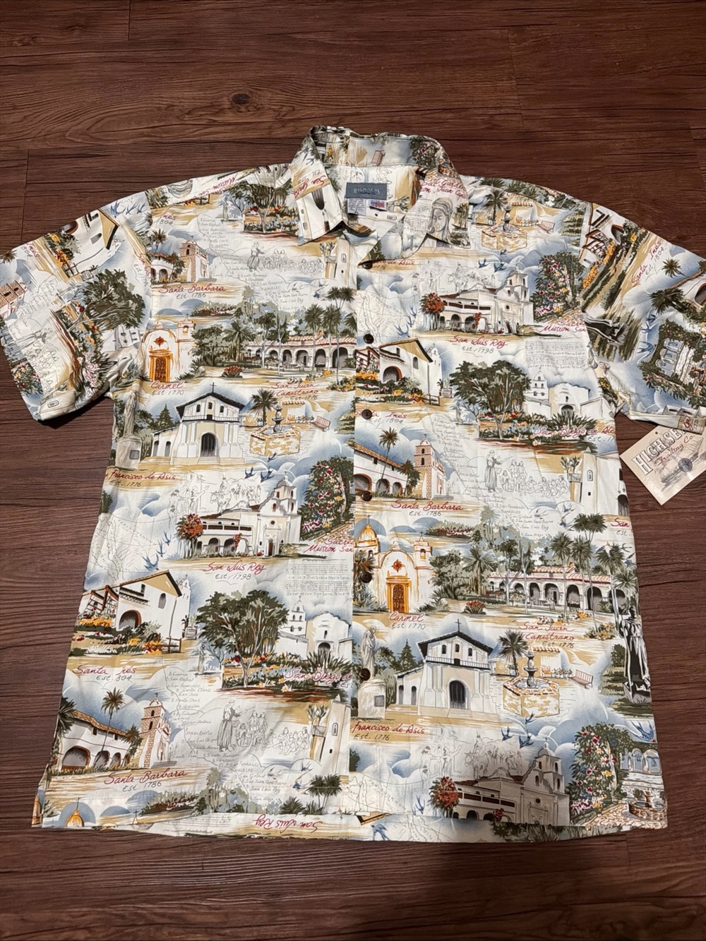 High Seas Trading Co Men's California Missions Hawaiian Shirt Size XL NWT